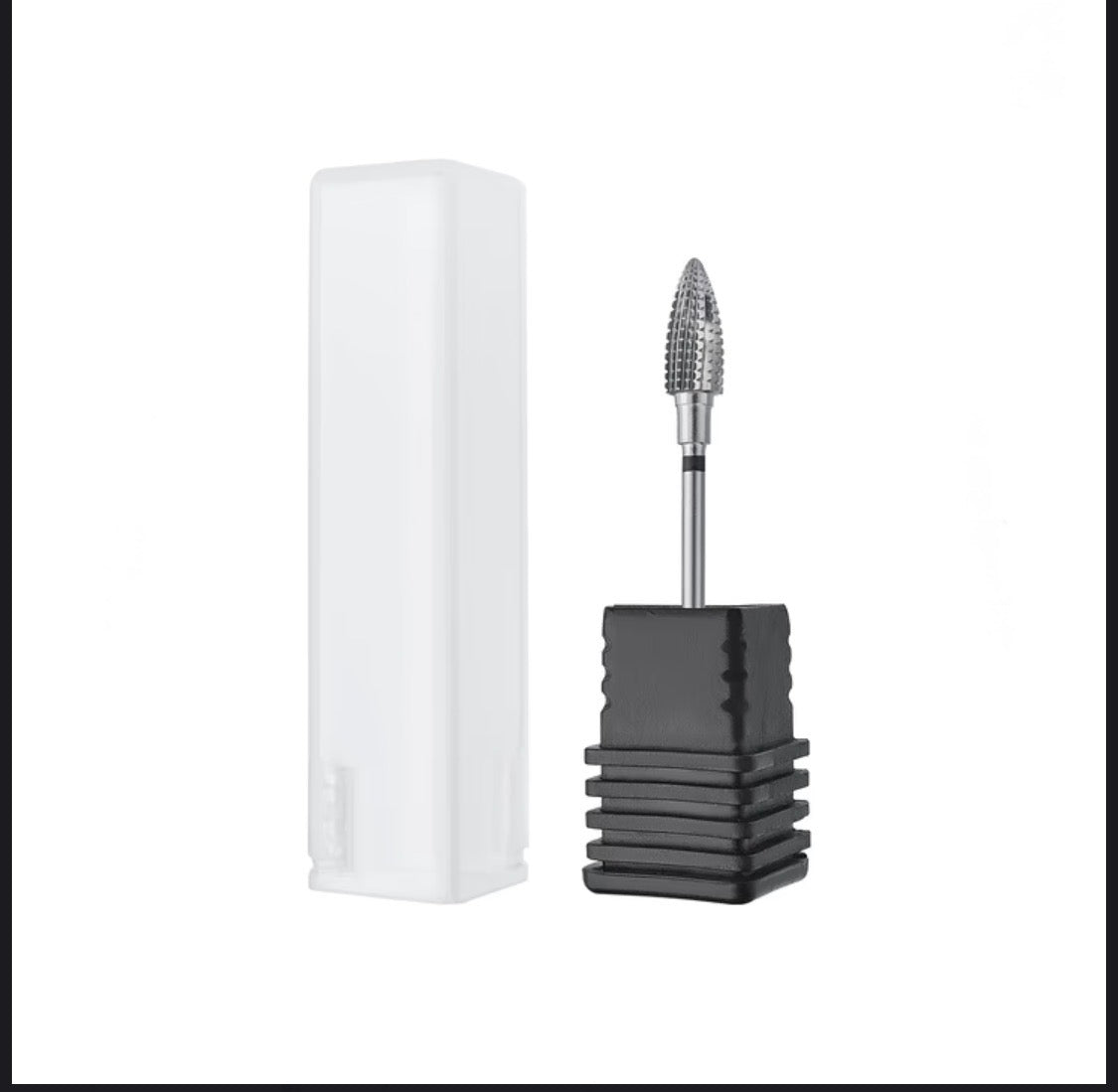 STALEKS EXPERT Carbide nail drill bit pine cone black hard, head diameter 6 mm, working part 14 mm