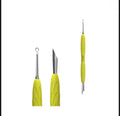 Manicure pusher Gummy with yellow silicone handle UNIQ 11 TYPE 2 (beveled and loop pusher)