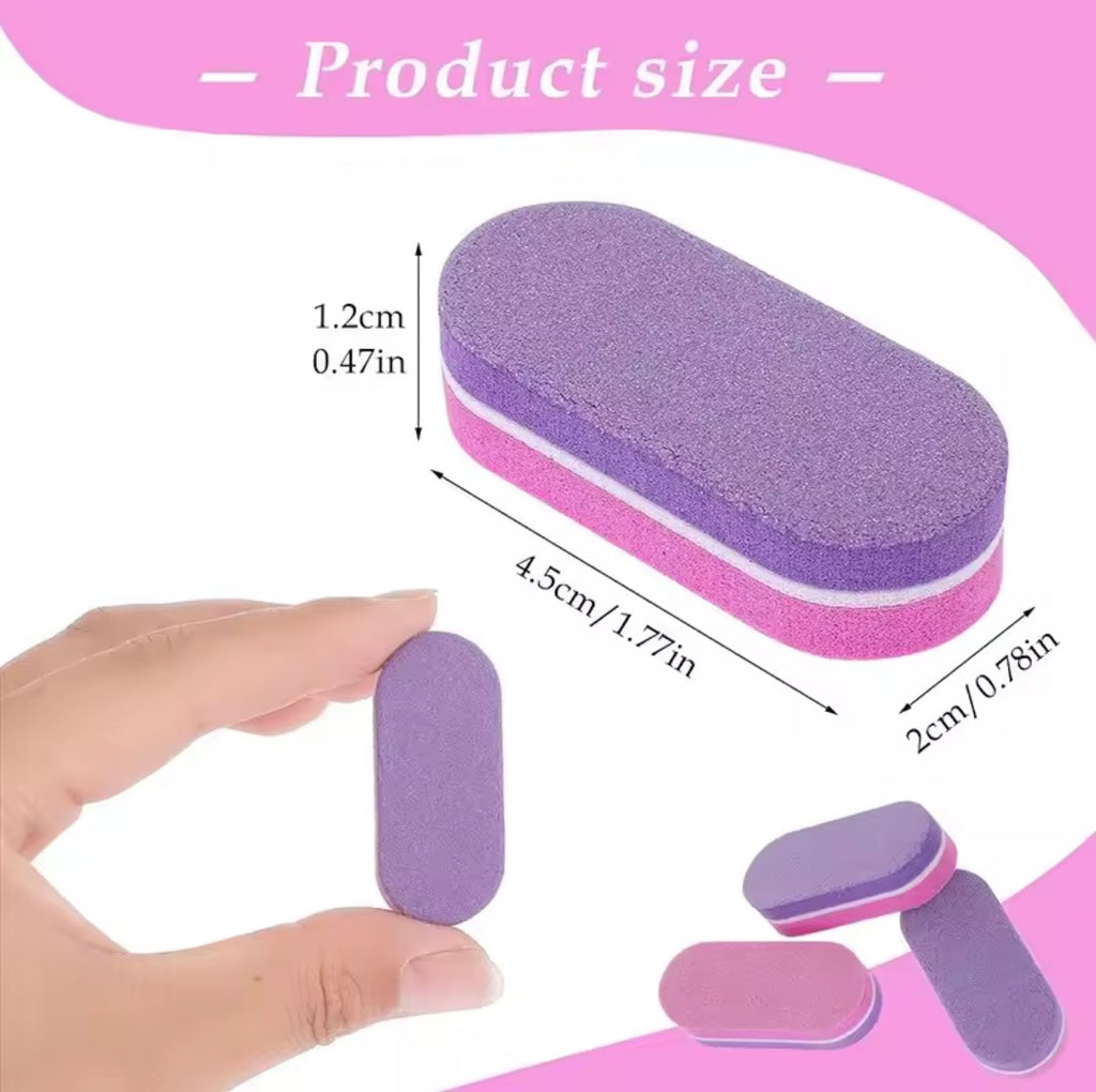 Mini Nail Buffer Block 100/180 Grit 50Pcs  • Pink & Purple