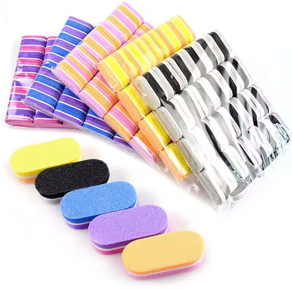 Mini Nail Buffer Block 100/180 Grit 50Pcs  • Pink & Purple