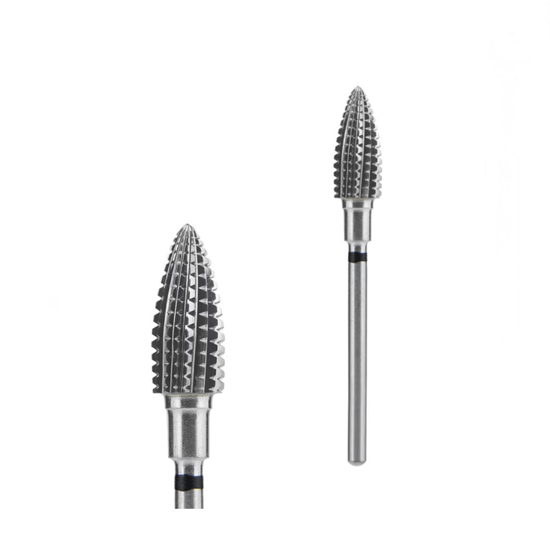 STALEKS EXPERT Carbide nail drill bit pine cone black hard, head diameter 6 mm, working part 14 mm